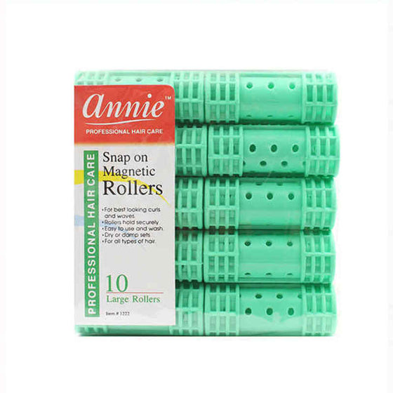 Hair rollers Annie Large Green (10 uds)