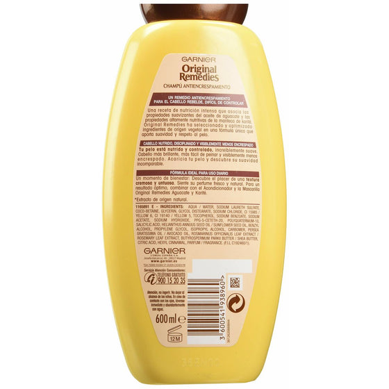 Champú Antiencrespamiento Garnier Original  Remedies Karité Aguacate (600 ml)