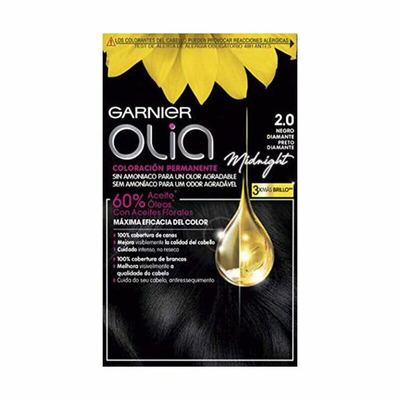 Tinte Permanente Olia 2.0 Black Diamond Garnier Sin amoniaco (4 Piezas)