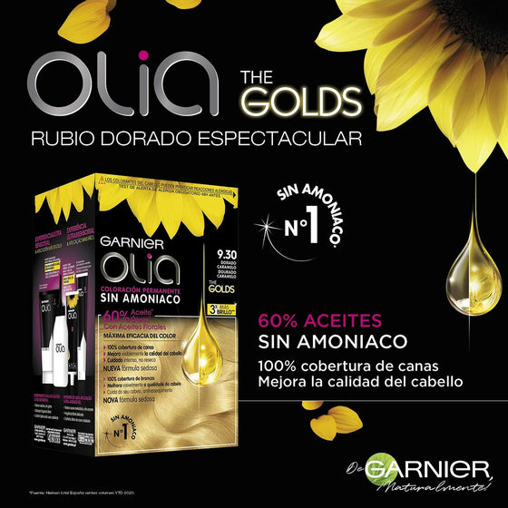 Tinte sin Amoniaco Garnier Olia 9,30 - Dorado caramelo (54 ml)