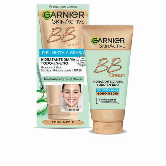 Hydrating Cream with Colour Garnier Skinactive Combination Skin Oily Skin Medium Spf 25 (50 ml)