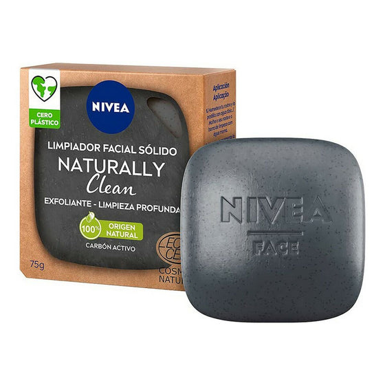 Facial Cleanser Naturally Clean Nivea Solid Exfoliant Active charcoal (75 g)