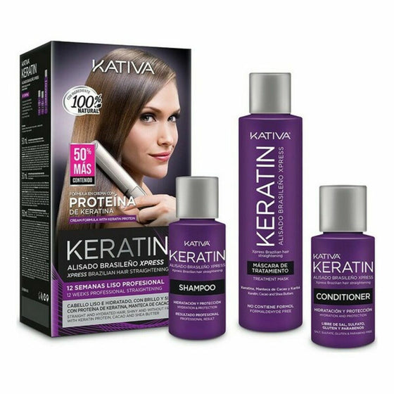 Hair Straightening Treatment Kativa Keratin 3 Pieces (150 ml)