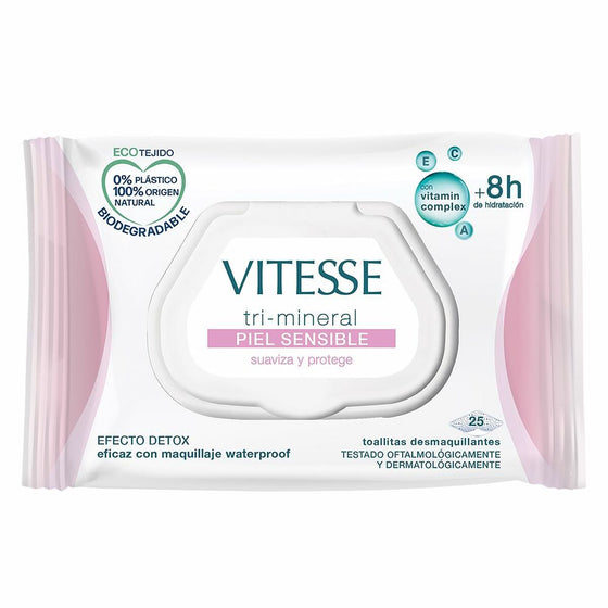 Make Up Remover Wipes Vitesse Tri-Mineral Sensitive skin (25 Units)