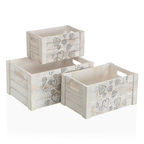 Set of decorative boxes Versa Cozy Wood (28 x 15 x 40 cm) (3 pcs)