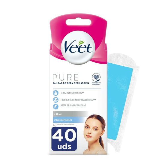 Facial Hair Removal Strips Veet Pure Sensitive skin (40 Units)