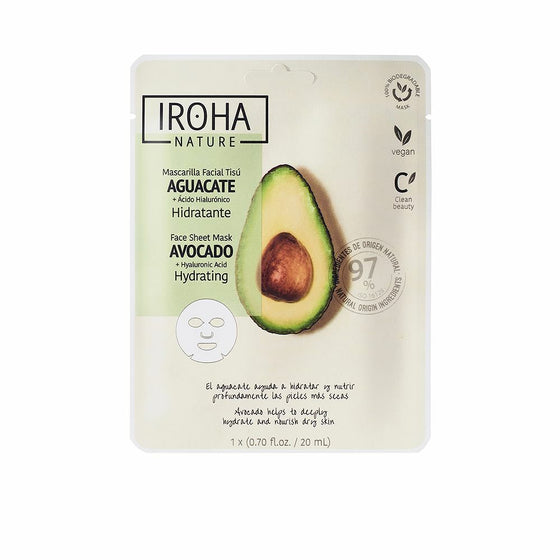 Moisturizing Facial Mask Iroha Nature Avocado Hyaluronic Acid (20 ml)