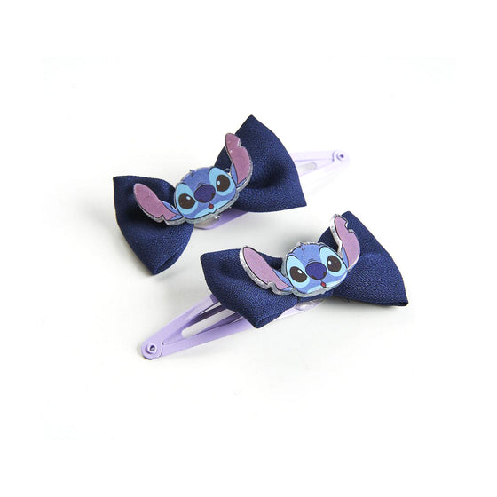 Clips para Pelo Stitch Morado Azul Lazo 2 Unidades